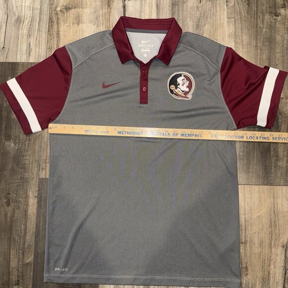 Florida State Seminoles Shirt Mens L Maroon NCAA Football Nike Dri Fit Polo - Picture 5 of 5